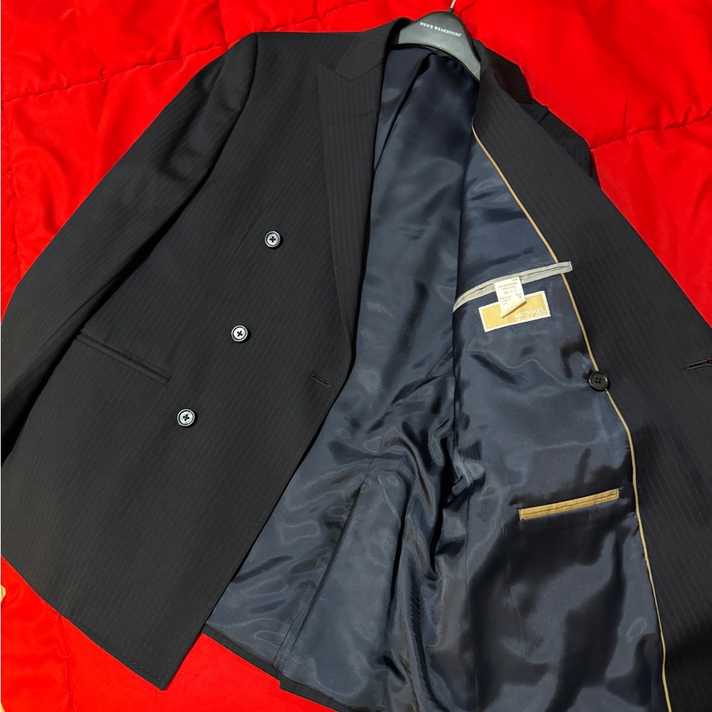 Michael Kors Black Wool Pinstripe Blazer - Picture 2 of 9